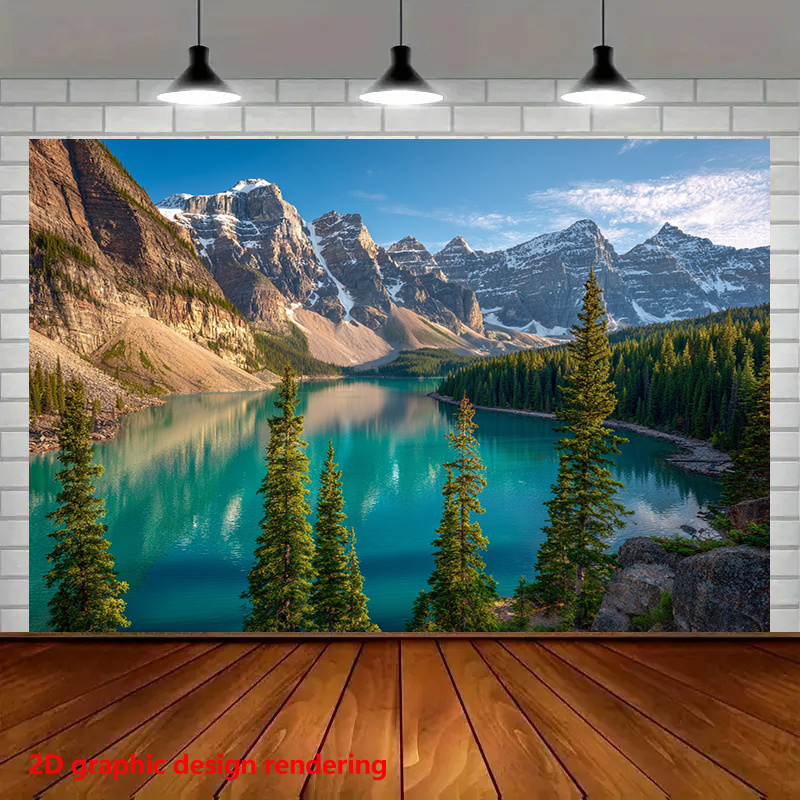 Photography Yoga - Tapestry con Paesaggio Montano e Lacustre,