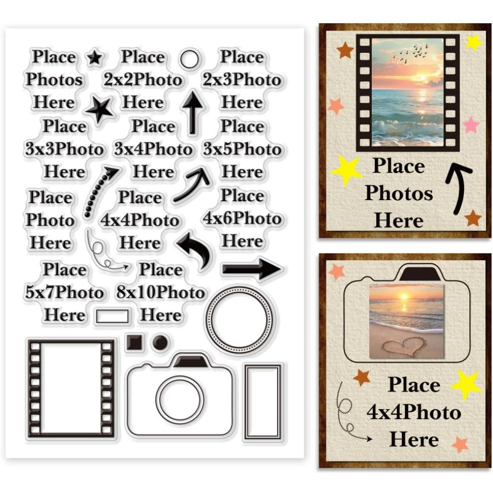 Photography Types - Luogo foto qui Timbro trasparente Freccia