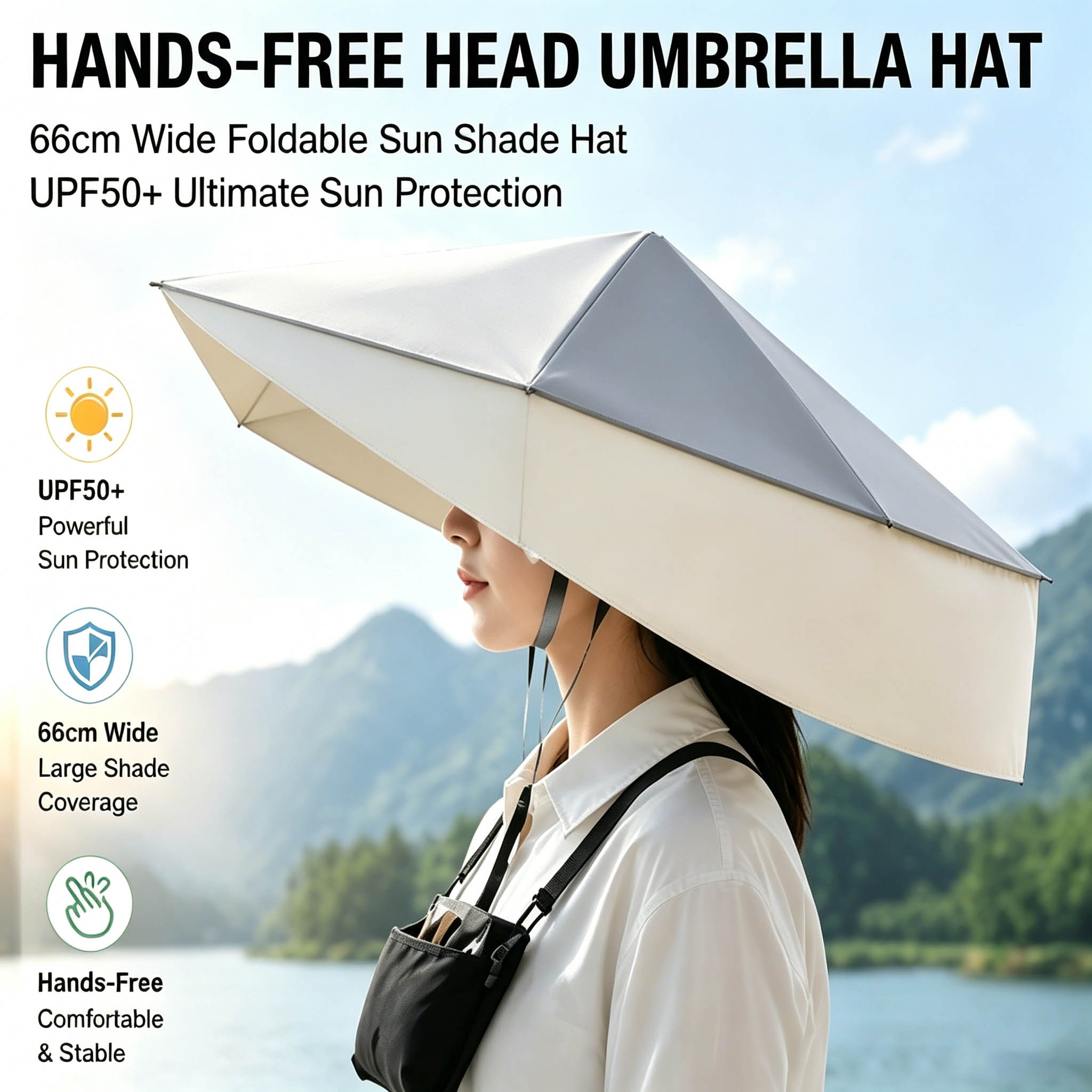 Photography Umbrella - Cappello Ombrello Pieghevole UPF50+ con Protezione