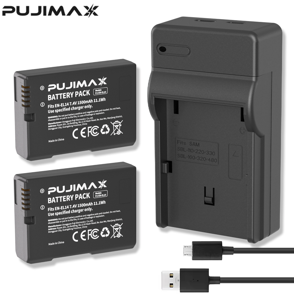 Nikon Camera D3500 - PUJIMAX 1500mah EN-EL14a EL14 BATTERIA FOTOCAMERA